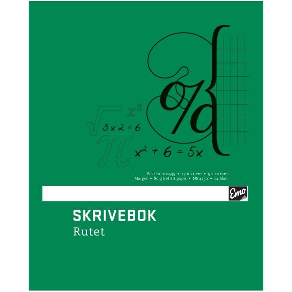 200545  200545 Skrivebok EMO 17x21cm 80g 24bl 5x10rutet 